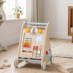 Aiyaplay Andador Madera Bebé 3 En 1 Panel Desmontable De Doble Cara Natural