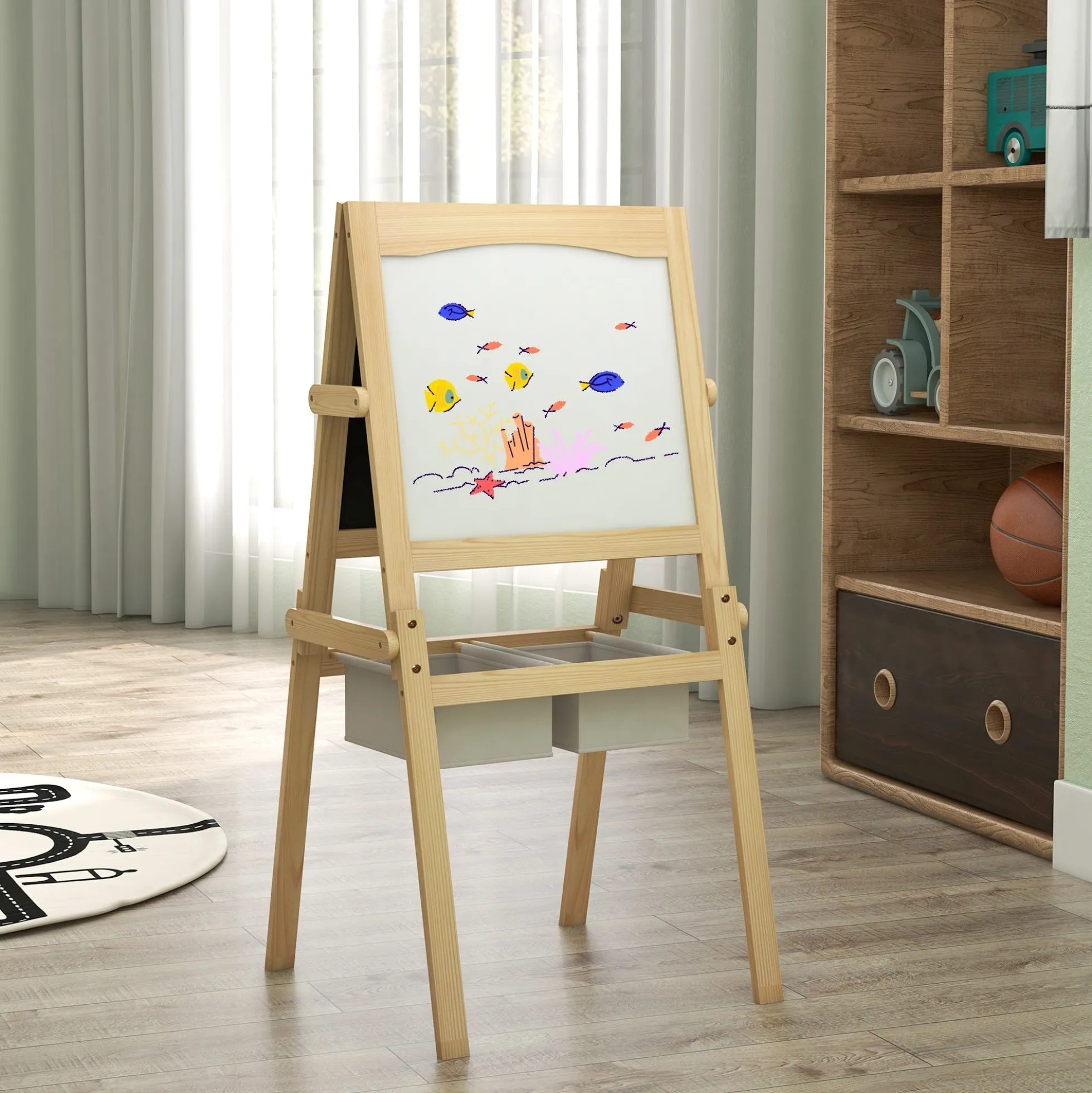Aiyaplay Caballete Para Niños 3 En 1 Con Rollo De Papel 58x50,5x109 Cm Natural