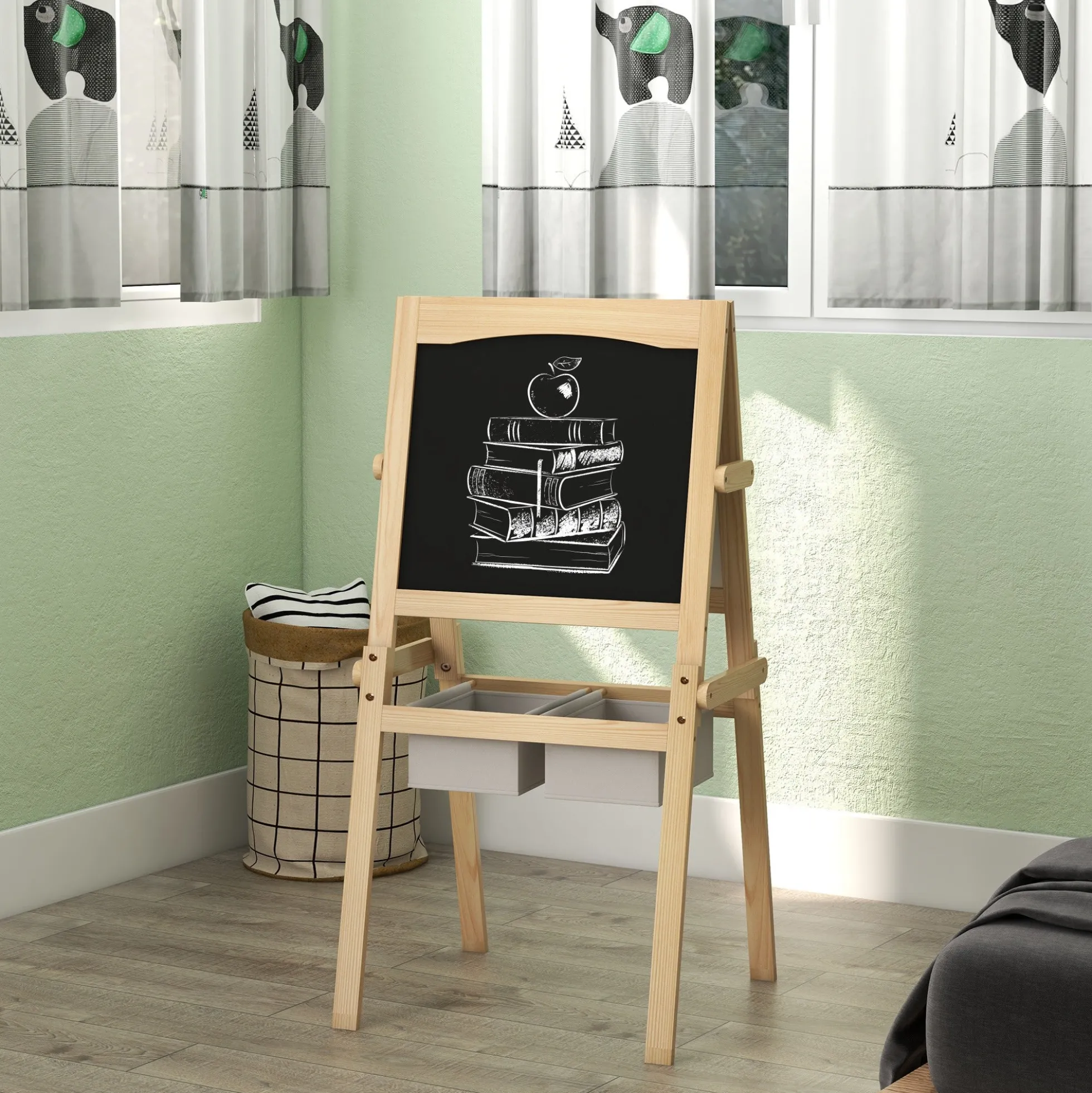Aiyaplay Caballete Para Niños 3 En 1 Con Rollo De Papel 58x50,5x109 Cm Natural