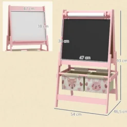 Aiyaplay Caballete Para Niños 3 En 1 Doble Cara Rollo De Papel 54x46,5x93cm Rosa