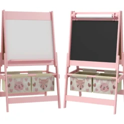 Aiyaplay Caballete Para Niños 3 En 1 Doble Cara Rollo De Papel 54x46,5x93cm Rosa