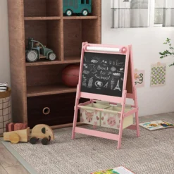 Aiyaplay Caballete Para Niños 3 En 1 Doble Cara Rollo De Papel 54x46,5x93cm Rosa
