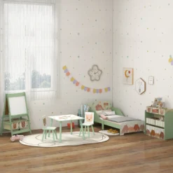 Aiyaplay Caballete Para Niños 3 En 1 Doble Cara Rollo Papel 54x46,5x93 Cm Verde