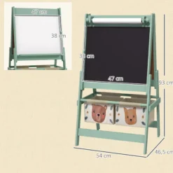 Aiyaplay Caballete Para Niños 3 En 1 Doble Cara Rollo Papel 54x46,5x93 Cm Verde