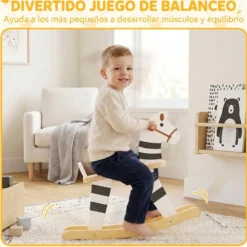 Aiyaplay Caballito Balancín Para Bebés Con Base De Madera Negro Y Blanco