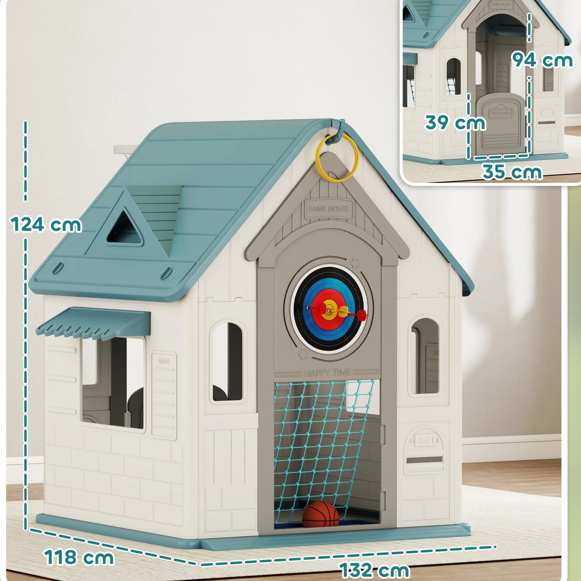 Aiyaplay Casita Infantil Exterior E Interior 5 En 1 Beige