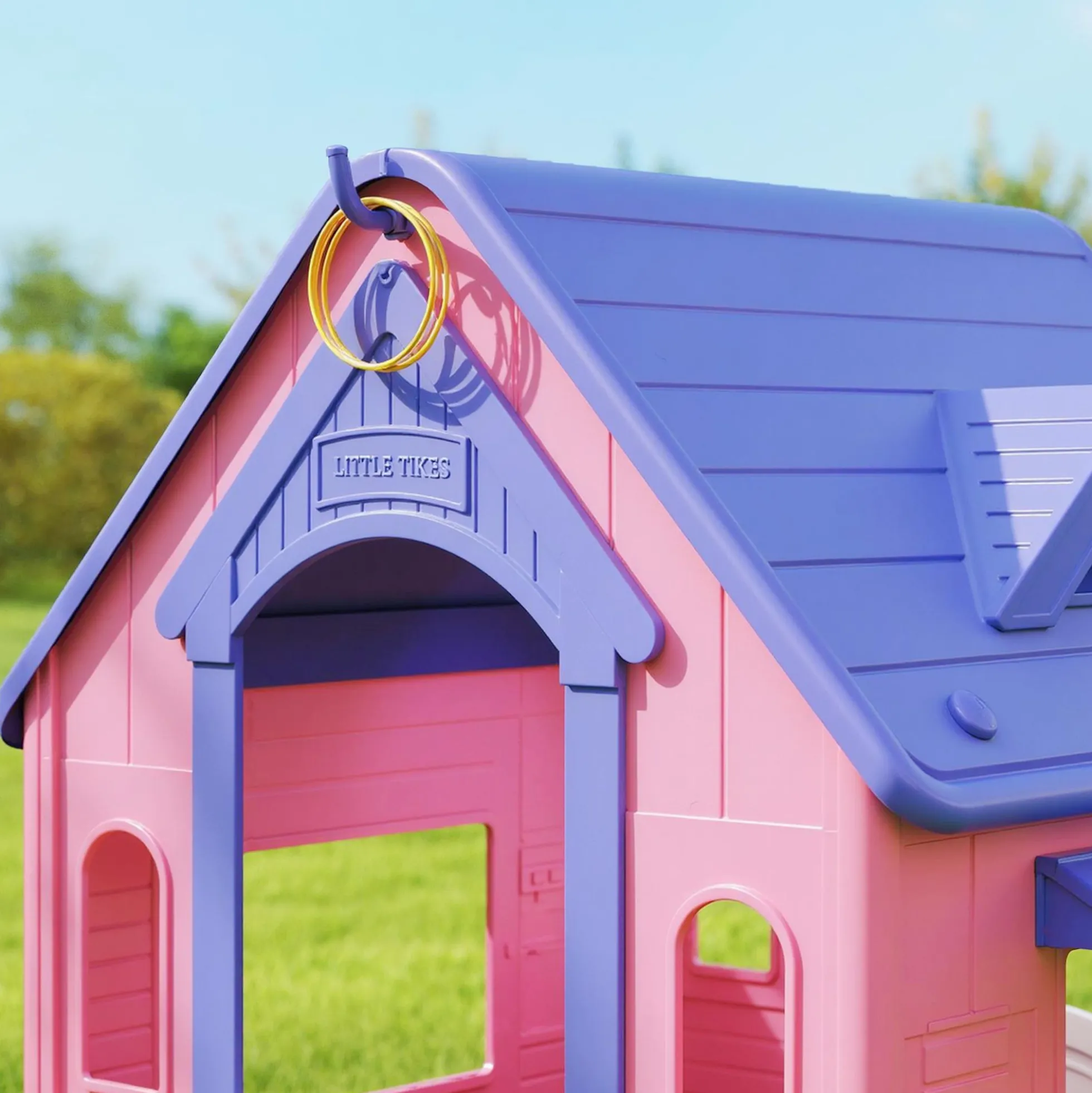 Aiyaplay Casita Infantil Exterior E Interior 3 En 1 Rosa Y Morado