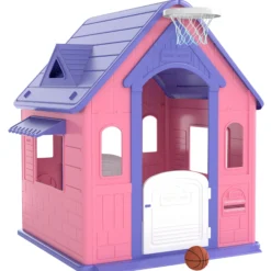 Aiyaplay Casita Infantil Exterior E Interior 3 En 1 Rosa Y Morado