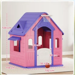Aiyaplay Casita Infantil Exterior E Interior 3 En 1 Rosa Y Morado