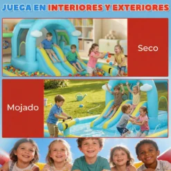 Aiyaplay Castillo Hinchable Acuático Con Soplador 2 Toboganes Trampolín Piscina