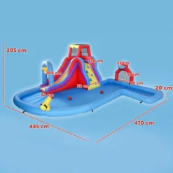 Aiyaplay Castillo Hinchable Acuático Con Soplador 550w 6 En 1 Tobogán Piscina