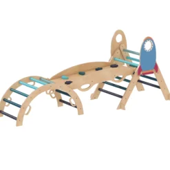 Aiyaplay 8 En 1 Triángulo De Escalada Montessori Con Arco Y Rampa Azul