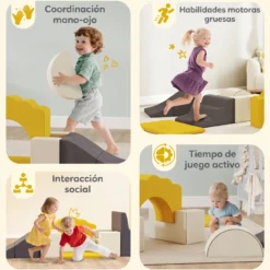 Aiyaplay Juego 7 Bloques De Espuma Para Niños Con Base Antideslizante Amarillo