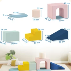 Aiyaplay Juego De 8 Bloques De Espuma Para Niños Fundas Lavables Multicolor