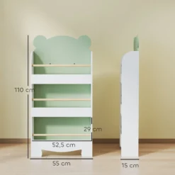 Aiyaplay Librería Infantil De 3 Niveles Diseño De Osito Verde