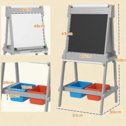 Aiyaplay Pizarra Infantil De Doble Cara Con Rollo De Papel Gris