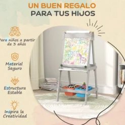 Aiyaplay Pizarra Infantil De Doble Cara Con Rollo De Papel Gris