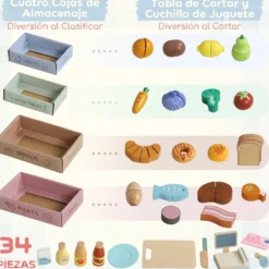 Aiyaplay Supermercado De Juguete De Madera Con Caja Registradora Pizarra Cajas