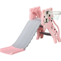 Aiyaplay Tobogán Infantil 3 En 1 Con Patrón De Tigre 133x60x70 Cm Rosa Y Gris