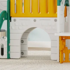 Aiyaplay Tobogán Infantil 7 En 1 Con Caseta Para Niños Amarillo Y Verde