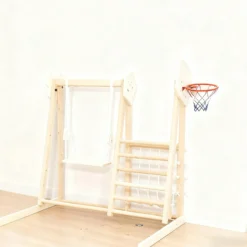 Aiyaplay Tobogán Infantil 5 En 1 Estructura De Escalada De Madera Natural