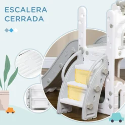 Aiyaplay Tobogán Infantil 5 En 1 Para Niños De 1-3 Años Blanco Y Gris