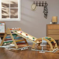 Aiyaplay Triángulo De Escalada De Madera 5 En 1 178x64,5x63 Cm Multicolor