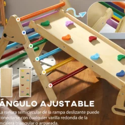Aiyaplay Triángulo De Escalada De Madera 5 En 1 178x64,5x63 Cm Multicolor