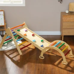 Aiyaplay Triángulo De Escalada De Madera 5 En 1 178x64,5x63 Cm Multicolor