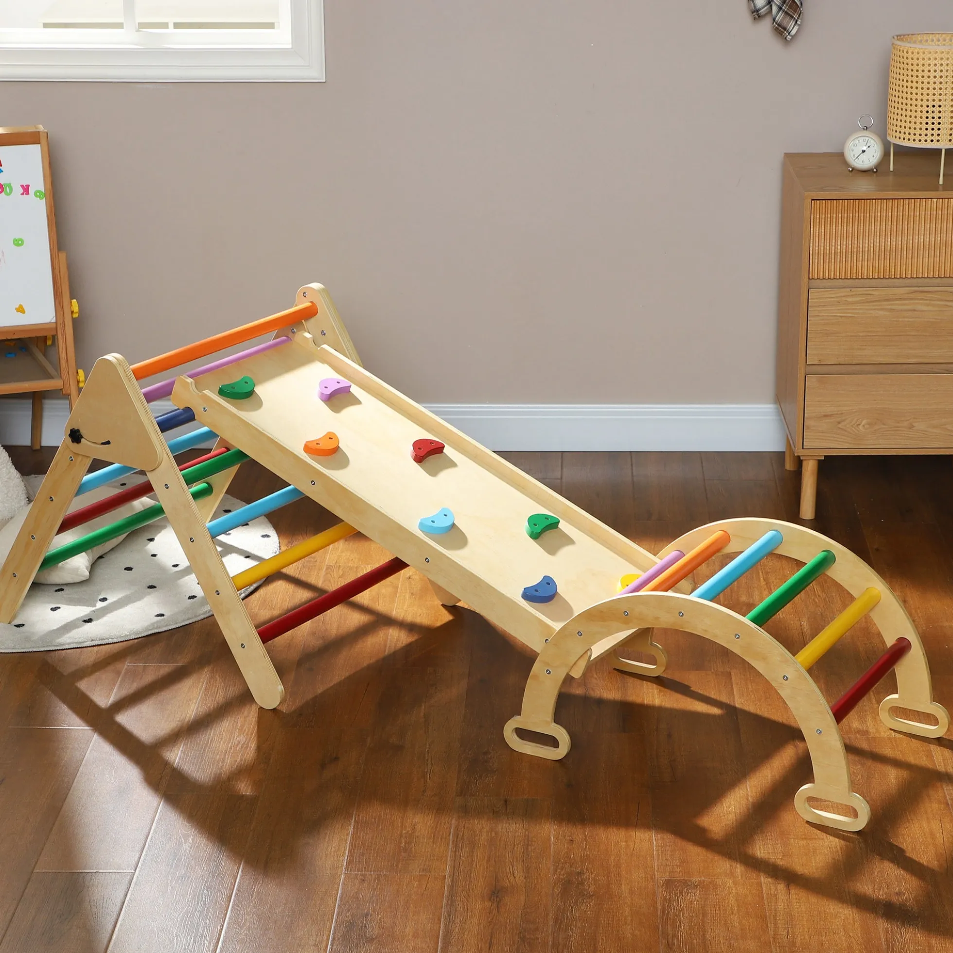 Aiyaplay Triángulo De Escalada De Madera 5 En 1 178x64,5x63 Cm Multicolor