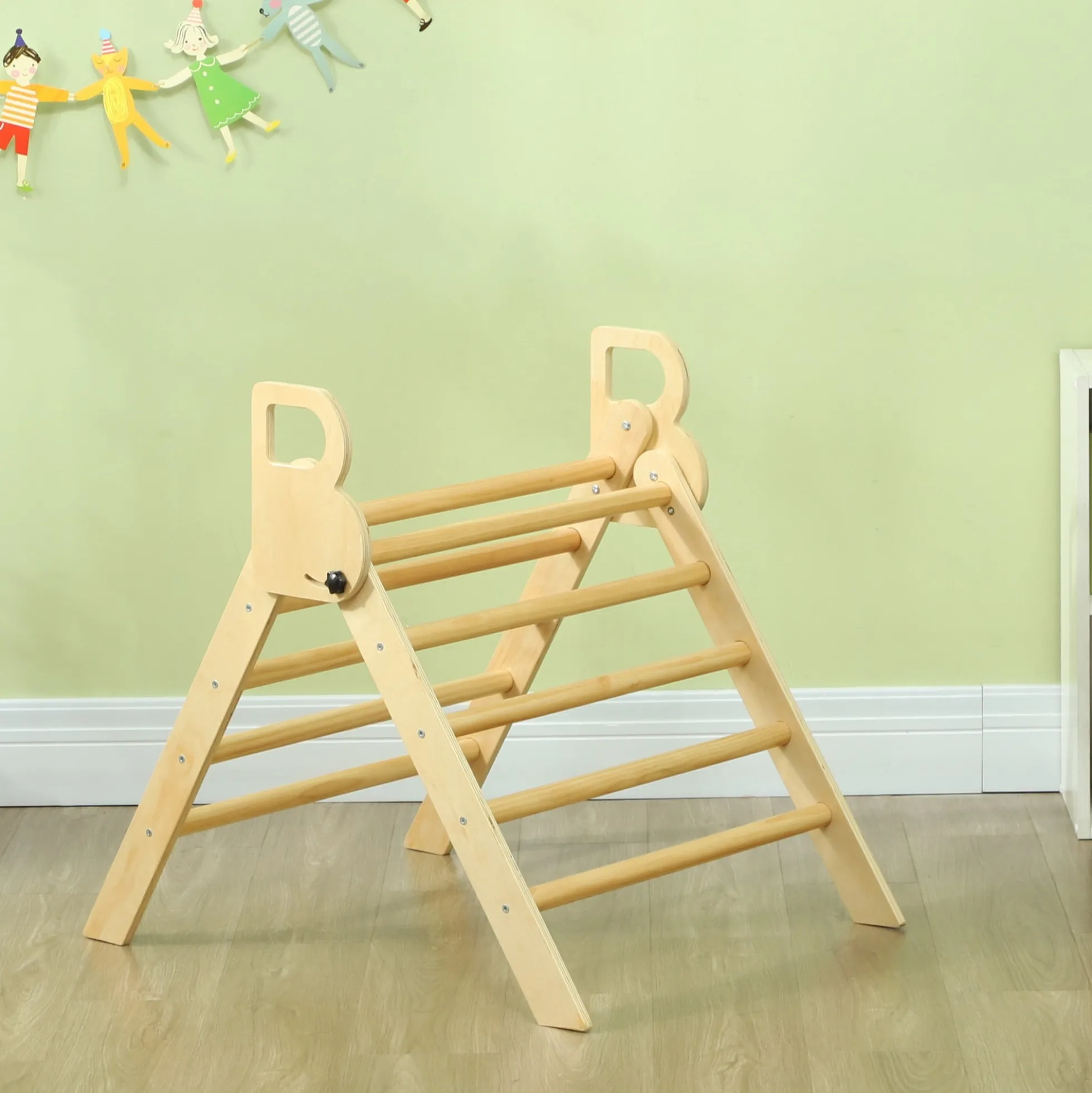 Aiyaplay Triángulo De Escalada De Madera Plegable 82x66x71 Cm Natural