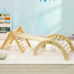 Aiyaplay Triángulo De Escalada De Madera Con Rampa Escalador De Arco Natural