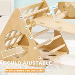 Aiyaplay Triángulo De Escalada De Madera 8 En 1 175x59,5x60 Cm Natural