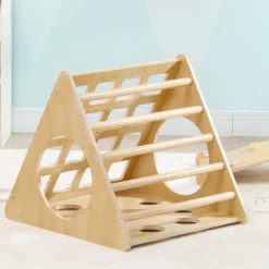 Aiyaplay Triángulo De Escalada De Madera 8 En 1 175x59,5x60 Cm Natural