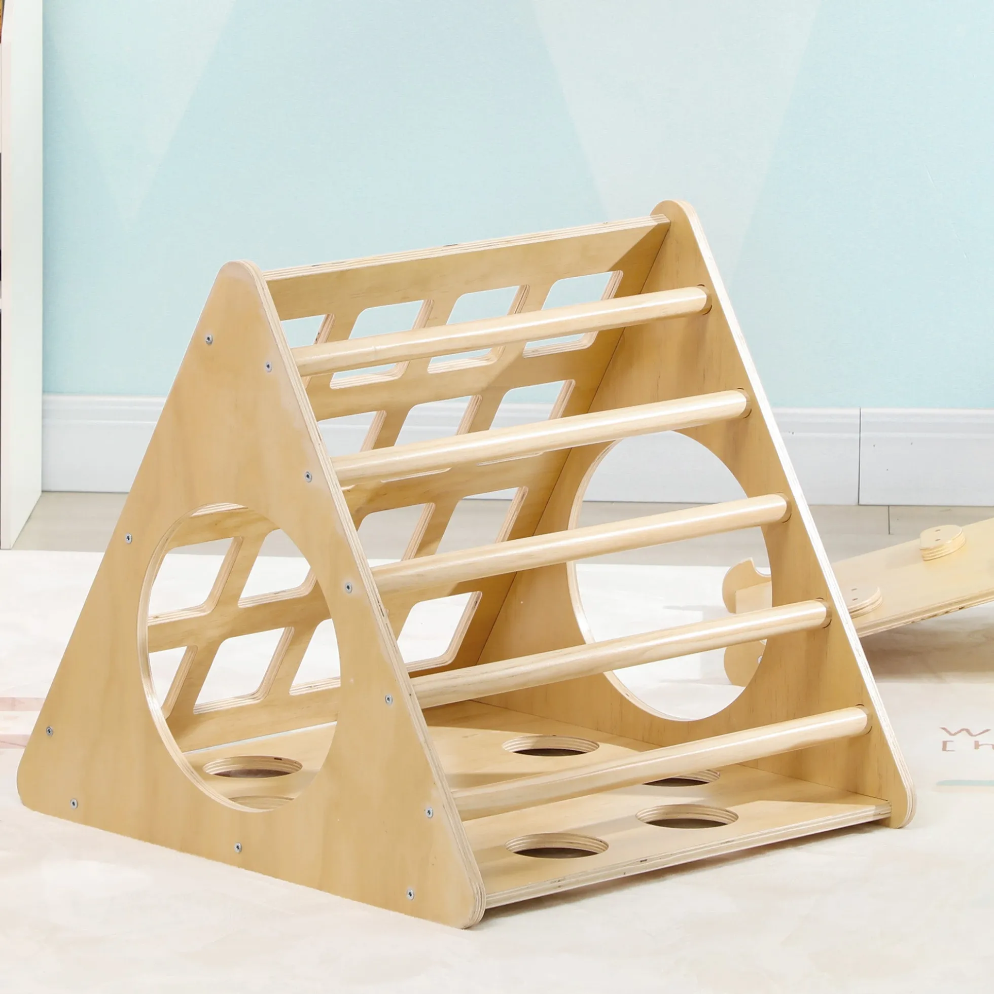 Aiyaplay Triángulo De Escalada De Madera 8 En 1 175x59,5x60 Cm Natural