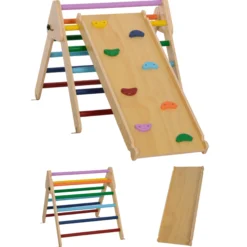 Aiyaplay Triángulo De Escalada De Madera 3 En 1 147x64,5x63 Cm Multicolor