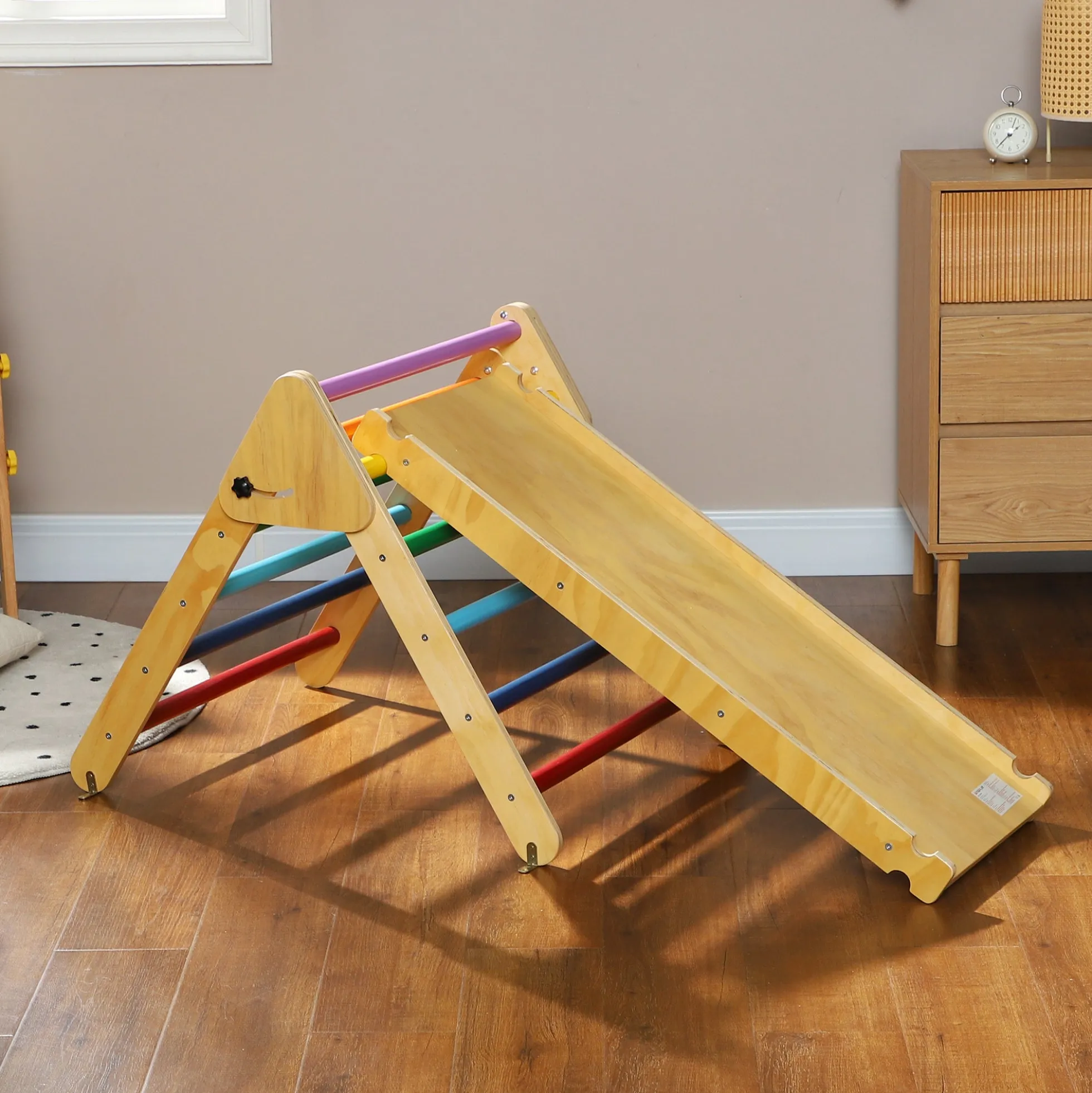Aiyaplay Triángulo De Escalada De Madera 3 En 1 147x64,5x63 Cm Multicolor