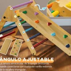 Aiyaplay Triángulo De Escalada De Madera 3 En 1 147x64,5x63 Cm Multicolor