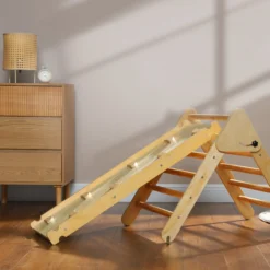 Aiyaplay Triángulo De Escalada De Madera 3 En 1 147x64,5x63 Cm Natural