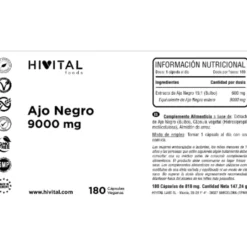 Ajo negro 9000 mg 180 cápsulas veganas Hivital
