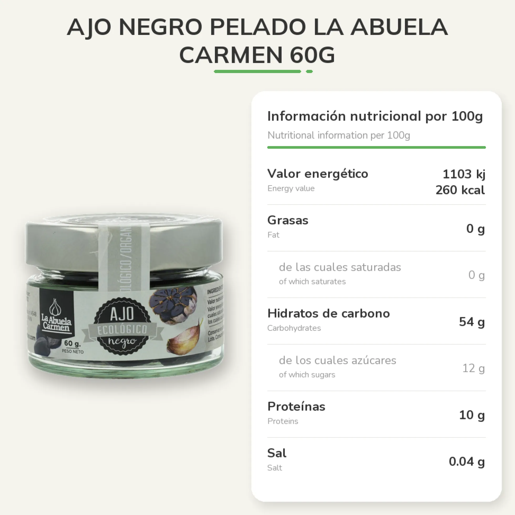 Ajo Negro pelado La Abuela Carmen 60g