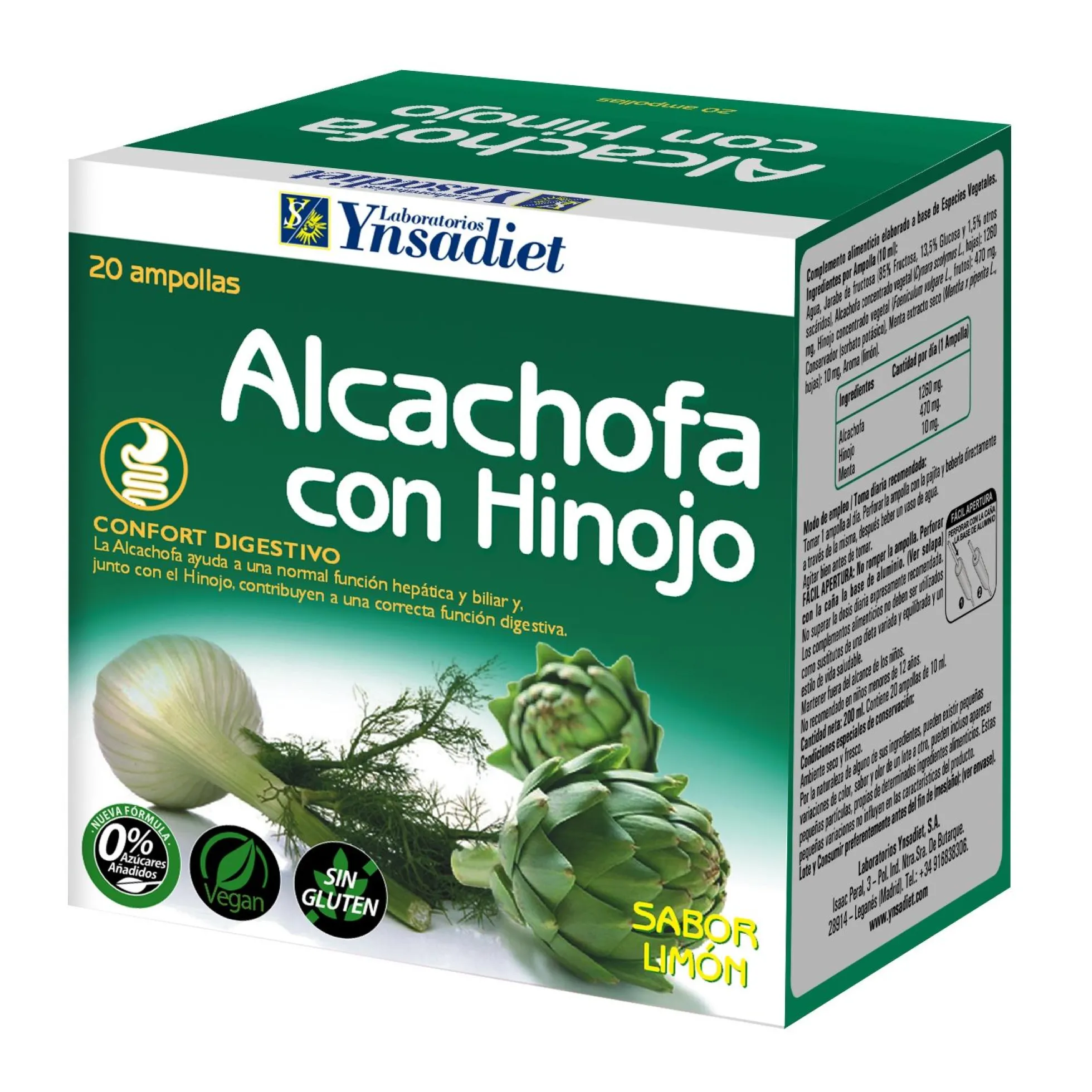 Alcachofa con hinojo Ynsadiet 20 ampollas