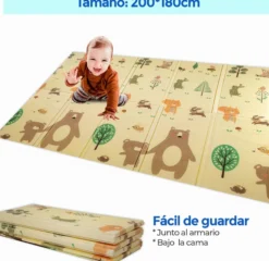 Alfombra Bebe, 1.5cm Grosor, Diseño Infantil, 200 X 180 Cm, Acolchada De Xpe, Reversible