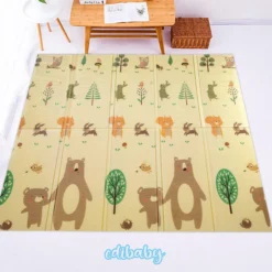 Alfombra Bebe, 1.5cm Grosor, Diseño Infantil, 200 X 180 Cm, Acolchada De Xpe, Reversible