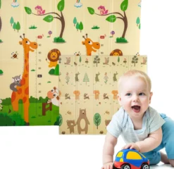 Alfombra Bebe, 1.5cm Grosor, Diseño Infantil, 200 X 180 Cm, Acolchada De Xpe, Reversible
