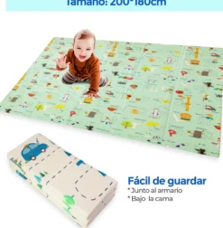 Alfombra Bebe, 1.5cm Grosor, Diseño Infantil, 200 X 180 Cm, Acolchada De Xpe, Reversible