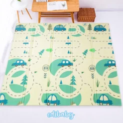 Alfombra Bebe, 1.5cm Grosor, Diseño Infantil, 200 X 180 Cm, Acolchada De Xpe, Reversible