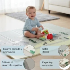 Alfombra Plegable Para Bebé 200 × 180 Cm, Reversible Animales/invierno Bathby