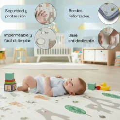 Alfombra Plegable Para Bebé 200 × 180 Cm, Reversible Animales/invierno Bathby