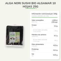 Alga Nori Sushi Bio ALGAMAR 10 hojas 25g
